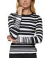 Фото #4 товара Women's Striped Logo-Cuff Crewneck Sweater