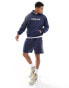 Abercrombie & Fitch – Mix & Match – Kapuzenpullover aus French Terry in Dunkelblau mit Logostickerei und Kettenstich