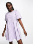 Фото #1 товара Wednesday's Girl striped open back cotton mini dress in lilac