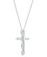 Фото #3 товара Arabella sterling Silver White Cubic Zirconia Cross Pendant Necklace (1-1/2 ct. t.w.)