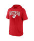 ფოტო #3 პროდუქტის Men's Red Wisconsin Badgers Outline Lower Arch Hoodie T-shirt