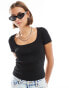 COLLUSION ribbed square neck top in black