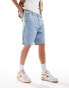 ONLY & SONS Edge straight fit denim carpenter shorts in light wash