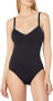 Фото #1 товара Seafolly Women's 185072 Solid Sweetheart One Piece Swimsuit Black Size 4