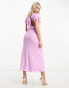 ASOS DESIGN Maternity flutter sleeve cowl neck midi dress in lilac