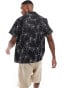 ASOS DESIGN relaxed revere beachy shirt with palm tree print in black