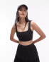 Topshop co-ord taffeta square neck crop top in black