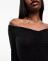 Фото #6 товара ASOS DESIGN ruched front bardot bodysuit in black