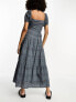 Фото #2 товара ASOS DESIGN broderie button through tiered maxi tea dress in slate grey