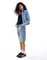 Фото #4 товара ONLY fitted denim jacket in light blue wash