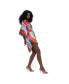 ფოტო #1 პროდუქტის Women's Geometric Print Butterfly Sleeve Tie-Belt Hi-Lo Dress