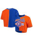 Фото #1 товара Women's Royal, Orange Florida Gators Colorblock Cropped T-shirt