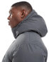 Jack & Jones hooded puffer jacket in dark grey