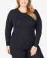 ფოტო #3 პროდუქტის Plus Size Softwear with Stretch Long Sleeve Top