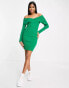 Фото #4 товара Miss Selfridge foldover rib knit dress in green