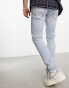 Фото #6 товара Jack & Jones Intelligence glenn slim fit jean in light blue wash with abrasions