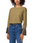 ფოტო #1 პროდუქტის Women's Contrast-Trim Long-Sleeve Top