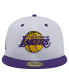 Фото #4 товара Men's White/Purple Los Angeles Lakers Throwback 2Tone 59Fifty Fitted Hat