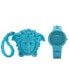 Фото #4 товара Women's Swiss Medusa Pop Blue Silicone Strap Watch 39mm