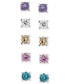 ფოტო #1 პროდუქტის Sterling Silver Earring Set, Multicolor Cubic Zirconia Five Stud Earring Set (1 ct. t.w.)