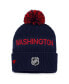 ფოტო #3 პროდუქტის Men's Navy, Red Washington Capitals 2022 NHL Draft Authentic Pro Cuffed Knit Hat with Pom