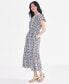 Фото #3 товара Women's Printed Tiered Ruffled Dress, Created for Macy's