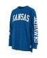 ფოტო #3 პროდუქტის Women's Heathered Royal Kansas Jayhawks Two-Hit Canyon Long Sleeve T-shirt