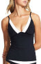 Фото #1 товара Seafolly Women's 236086 V-Neck Singlet Tankini Top BLACK Swimwear Size 6