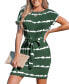 ფოტო #1 პროდუქტის Women's Striped Short Sleeve Jersey Cover Up Dress