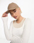 ASOS DESIGN linen mix cap in dark putty