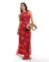 Фото #1 товара ASOS DESIGN sleeveless ruched side maxi dress in red painted floral