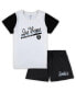 Women's White, Black Las Vegas Raiders Plus Size Downfield T-shirt and Shorts Sleep Set