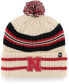 ფოტო #1 პროდუქტის Men's Natural Nebraska Huskers Hone Cuffed Knit Hat with Pom