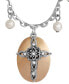 ფოტო #2 პროდუქტის Imitation Pearl Crystal Cross Pendant Necklace