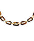 ფოტო #3 პროდუქტის Fashion Golden Brown Oval Link Faux Tortoise Shell Collar Necklace For Women Teen Gold Plated Stainless Steel Chain Toggle Clasp