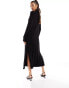 River Island maxi high neck knit dress in black