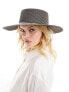 ALDO wide brim straw hat with gold chain detail in black