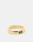 Фото #1 товара ASOS DESIGN stainless steel ring with green crystal in gold tone