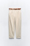 Cotton blend trousers with belt