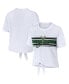 ფოტო #1 პროდუქტის Women's White Milwaukee Bucks Tie-Front T-shirt