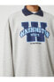 Kolej Sweatshirt Gömlek Yaka Detaylı Baskılı Uzun Kollu
