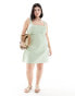 Фото #1 товара ASOS DESIGN Curve square neck tie back linen mini sundress in sage