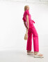 & Other Stories puff sleeve jumpsuit in pink