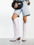 Фото #1 товара ASOS DESIGN Chester contrast stitch western knee boot in white