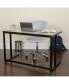 Glass Top Desk With Pedestal Metal Frame - Home Office Furniture