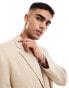 ASOS DESIGN wedding relaxed throw on suit jacket in camel micro texture Бежевый, Chest 46 Regular - фото #3