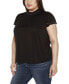 Фото #3 товара Black Label Plus Size Embellished Cap-Sleeve Knit Top