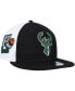 Фото #2 товара Men's Black Milwaukee Bucks Pop Panels 9FIFTY Snapback Hat