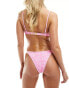 Kulani Kinis strawberry milkshake thong bikini bottom in pink abstract print