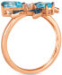 ფოტო #2 პროდუქტის Multi-Gemstone (1-5/8 ct. t.w.) & Vanilla Diamond (1/20 ct. t.w.) Pear & Pavé Flower Ring in 14k Rose Gold